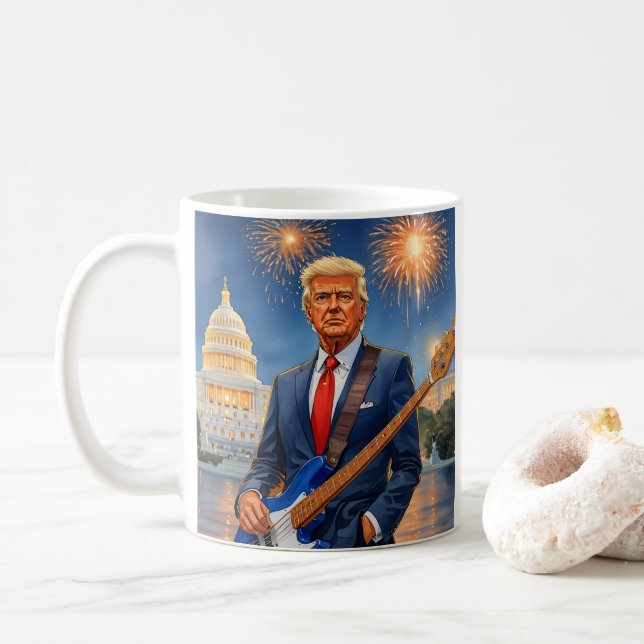 Mug Trump Jouant Basse Électrique US Capitol Fireworks (Avec donut)