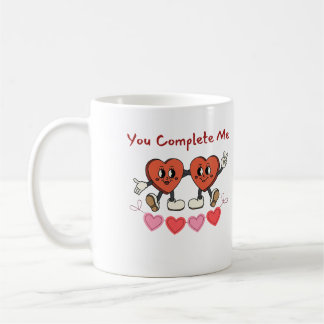 Mug Tu me complètes, Coeurs heureux sur un