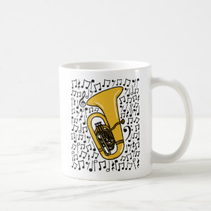 Mug Tuba Avec Notes Musicales, Musicien De Laiton