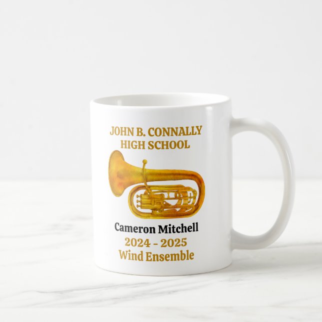 Mug Tuba High School Band Gold Personalized (Droite)