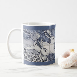 Mug Tuile de lapin bleu et blanc Chinoiserie Bunny Art