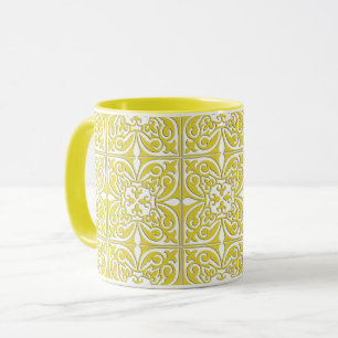 Mug Tuiles marocaines - moutarde jaune et blanc