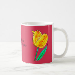 Mug Tulipe jaune unique reflets rouges