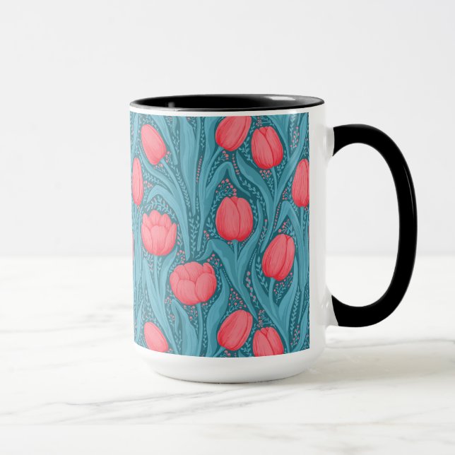 Mug Tulipes en bleu et rouge (Droite)