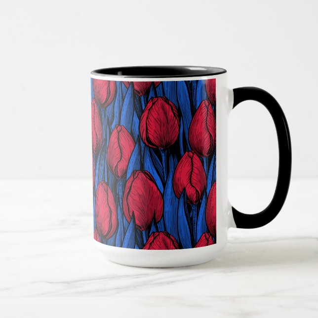 Mug Tulipes en rouge et bleu (Droite)
