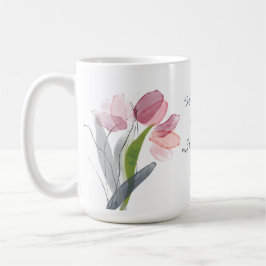 Mug Tulipes roses Feuilles White World's Best Stepmere