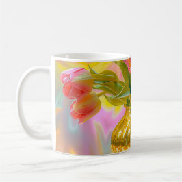 Mug Tulipes roses vibrantes dans le Vase d'or