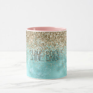 Mug Turquoise Aqua Gold Glam Parties scintillant étinc
