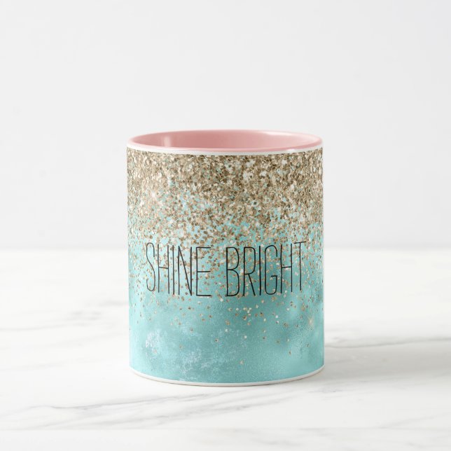 Mug Turquoise Aqua Gold Glam Parties scintillant étinc (Centre)