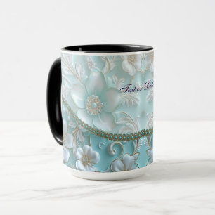 Mug Turquoise blanc floral