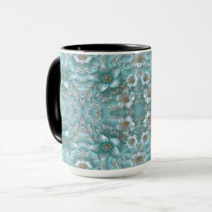 Mug Turquoise blanc floral