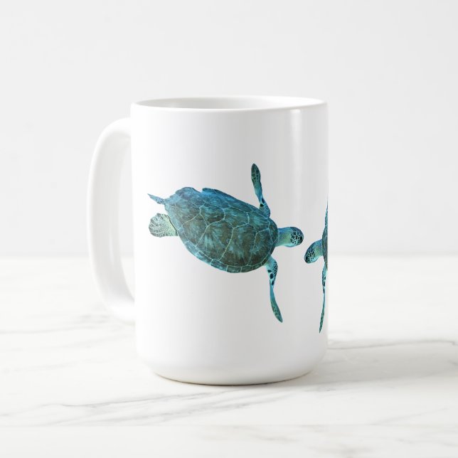 Mug Turquoise Blue Sea Turtles Ocean Elegant Beach (Devant gauche)