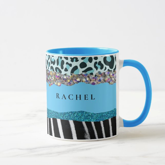 Mug Turquoise Blue Turquoise Girl Moderne Glam Retro M (Droite)