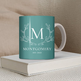 Mug Turquoise Branches Rustiques Antlers Monogramme