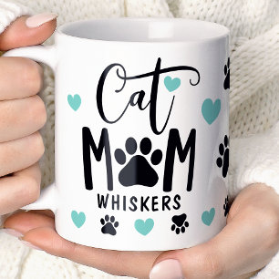 Mug Turquoise Chat Maman Pawprint Personnalisé Animal 