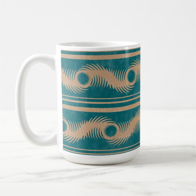 Mug Turquoise et Caramel Spiral Motif géométrique rayo (Gauche)