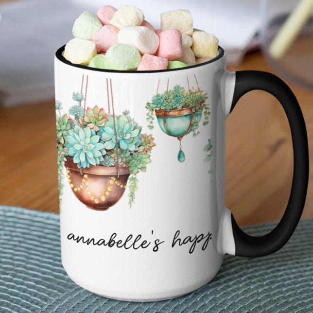 Mug Turquoise et cuivre pendage Plantes succulents (Cute succulent plant mug with copper and turquoise.  Customize this for your plant loving friends. )