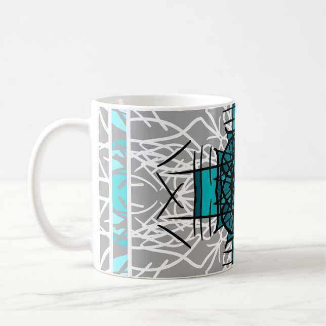 Mug Turquoise et mandala de Bohème gris (Gauche)