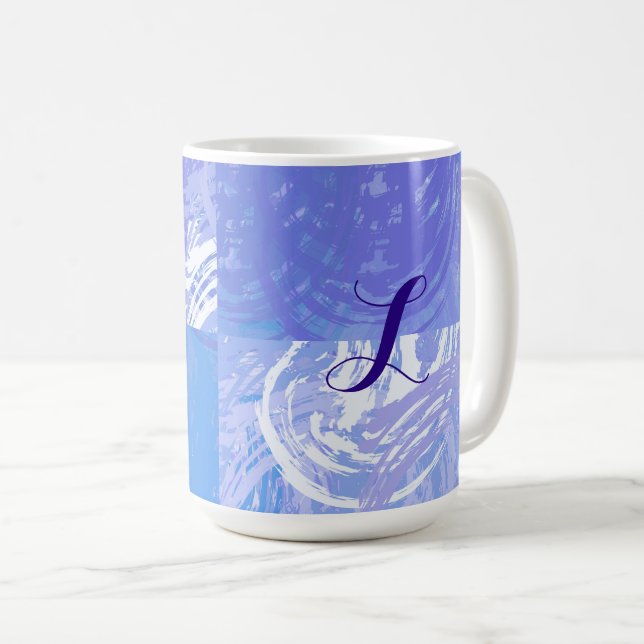 Mug Turquoise et violet Abstrait (Devant droit)