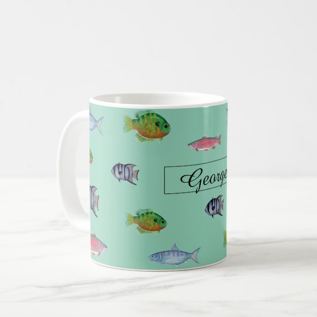 Mug Turquoise légère de poissons (Devant gauche)