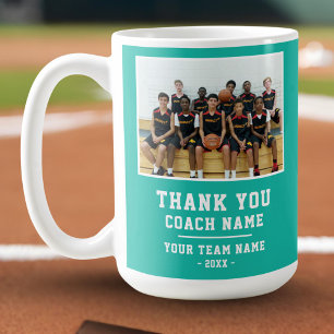 Mug Turquoise Merci Coach Nom de l'équipe Photo