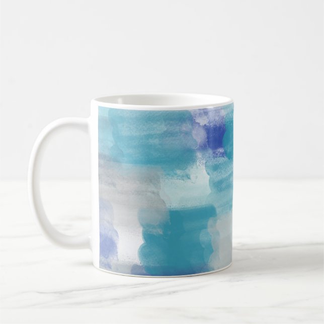 Mug Turquoise moderne & Art Abstrait gris (Gauche)