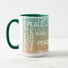 Mug Turquoise Peach Gold White Peace Love