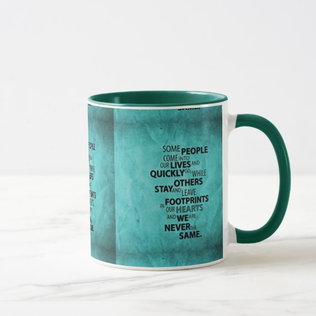 MUG TURQUOISE QUELQUES PERSONNES QUITTENT DES EMPREINT (Droite)