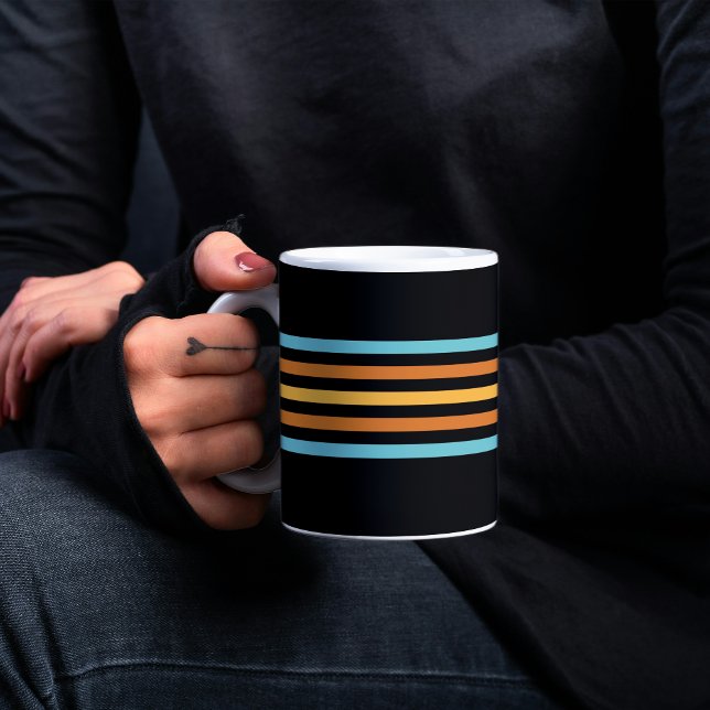 Mug Turquoise rétro et bande orange (Créateur téléchargé)