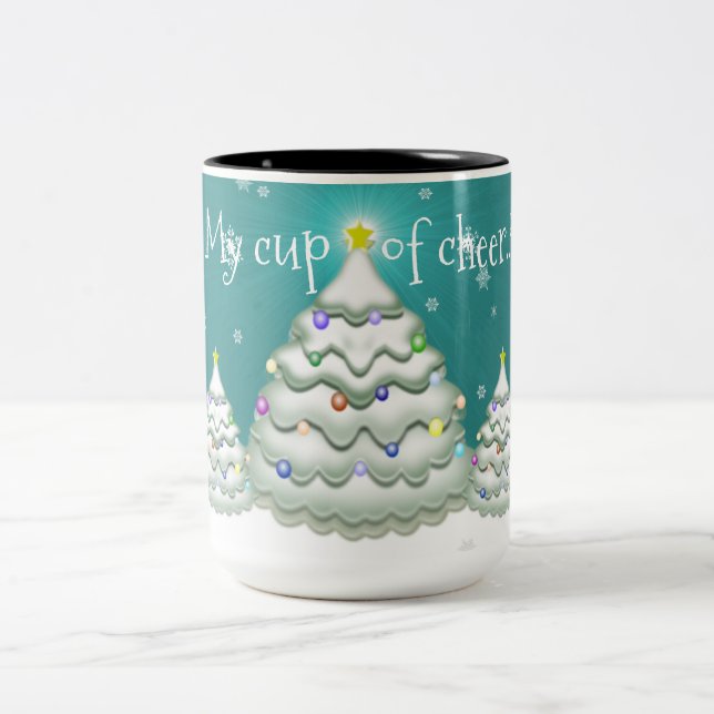 Mug turquoise Snowy Christmas Tree (Centre)