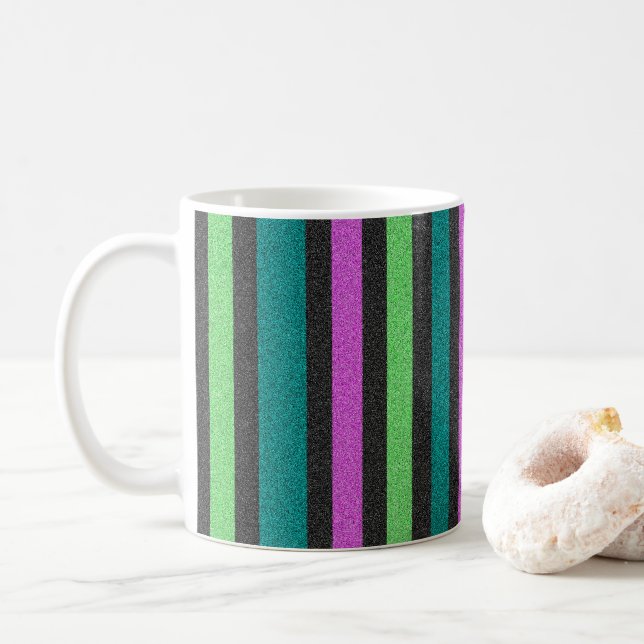 Mug Turquoise, Vert citron, Parties scintillant rose c (Avec donut)