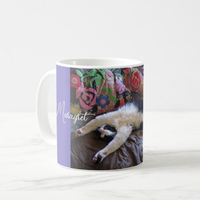 Mug Tuxedo Cat Cute doing a Mexican Wave Funny Cats (Devant gauche)