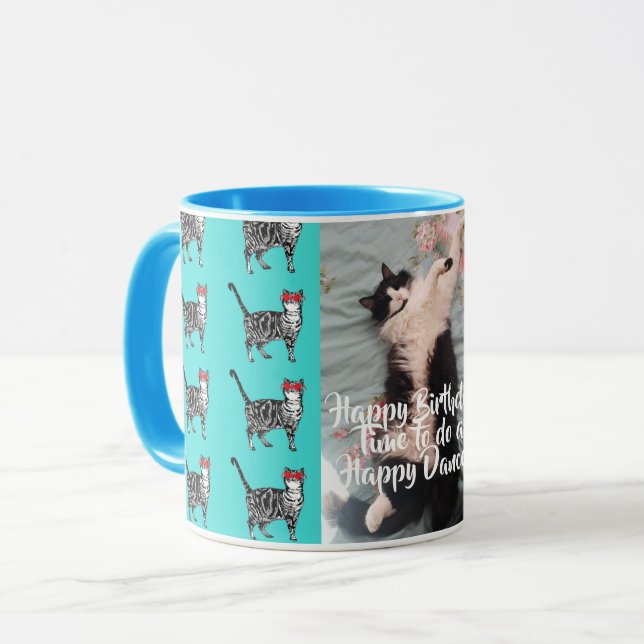 Mug Tuxedo Cat Danses amusantes et joyeuses (Devant gauche)