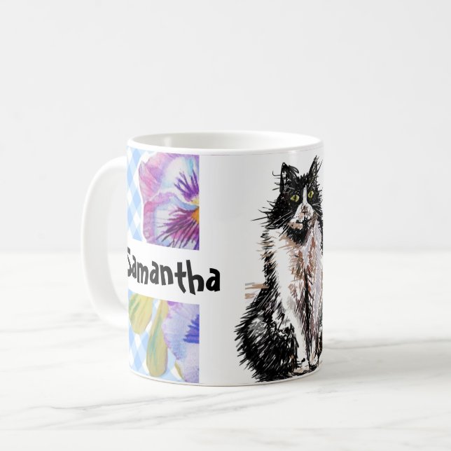 Mug Tuxedo Cat Love You Black and White Cats Magnet (Devant gauche)