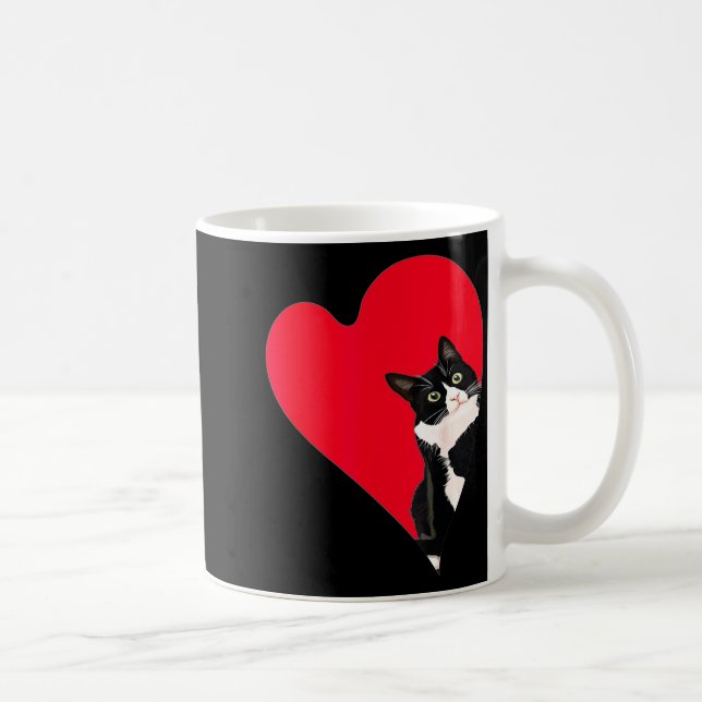 Mug Tuxedo Cat Valentine Heart For Kitten And Animal L (Droite)