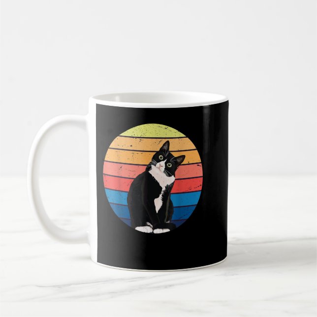 Mug Tuxedo Chat Cadeau Couleurs rétro pour Amoureux de (Gauche)