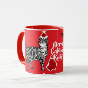 Mug Tuxedo Chat Merry Catsmus Musique rouge de Noël