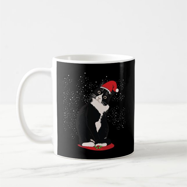 Mug Tuxedo Chat Noël Santa Claus Neige hiver Costu (Gauche)