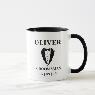 Mug Tuxedo GROOMSMEN personnalisé Nom & Date