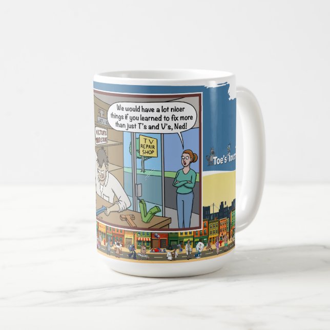 Mug TV Repairman | Absurd Wordplay Humor Classic (Devant droit)