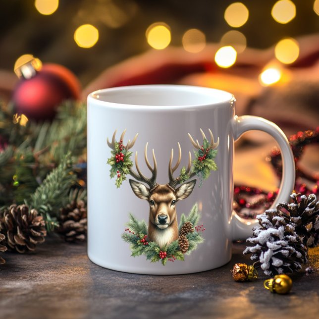 Mug Twin Buck Deer décoré avec des ornements (Créateur téléchargé)