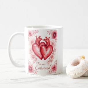 Mug Twin Hearts Forever Enchanted Floral 