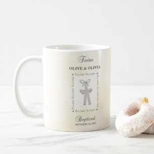 Mug Twins Baptême sur Yellow 2 Croix Personnalisé