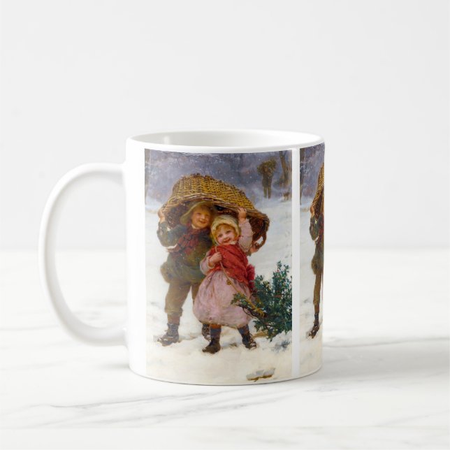 Mug Two children in the snow by Frederick Morgan (Gauche)
