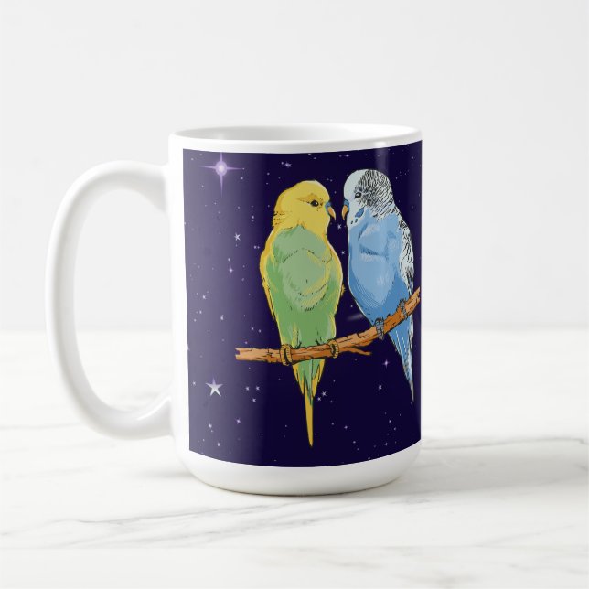 Mug Two cute bleu et Green Budgie (Gauche)