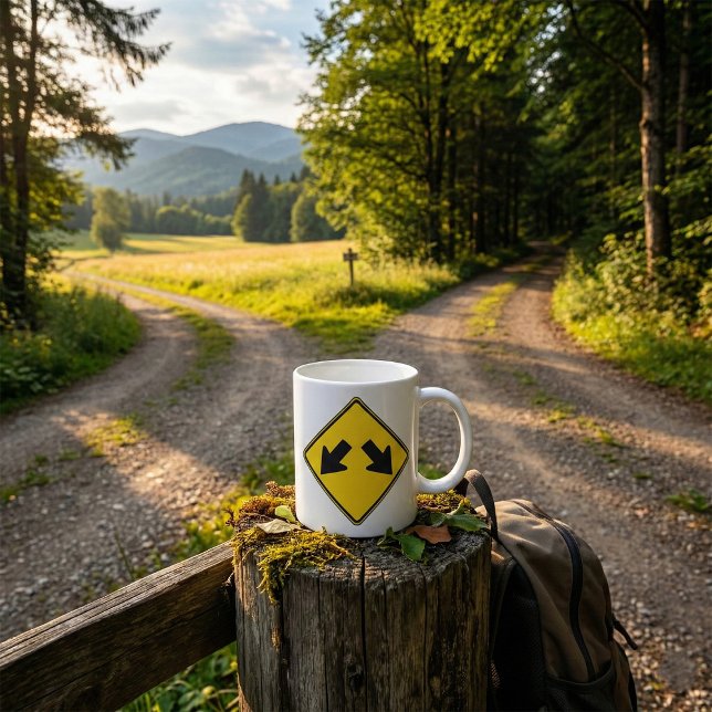 Mug Two Downward Arrows Warning Road Sign (Créateur téléchargé)