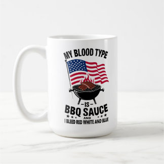 Mug Type de sang Sauce barbecue Rouge Blanc Bleu 4 jui