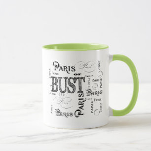 Mug Typographie Calligraphie Paris France Tour Eiffel