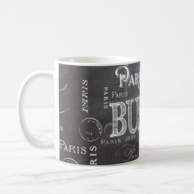Mug Typographie Calligraphie Paris France Tour Eiffel (Gauche)