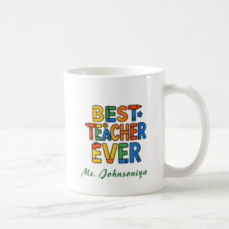 Mug Typographie de crayon coloré Meilleur enseignant j
